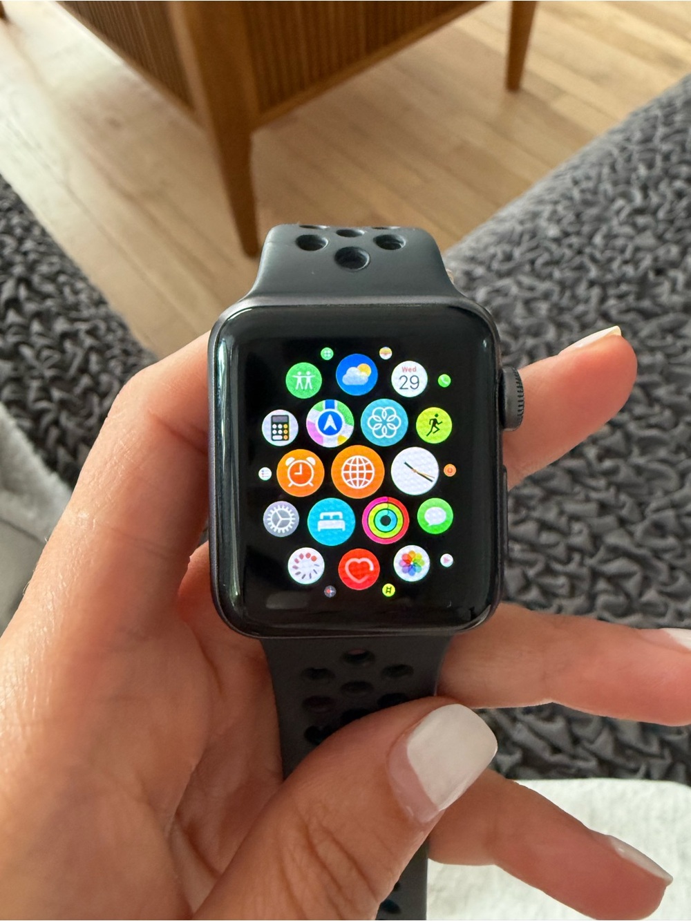38MM Apple Watch NIKE SERIES 3 with Black Perforated Sport Band